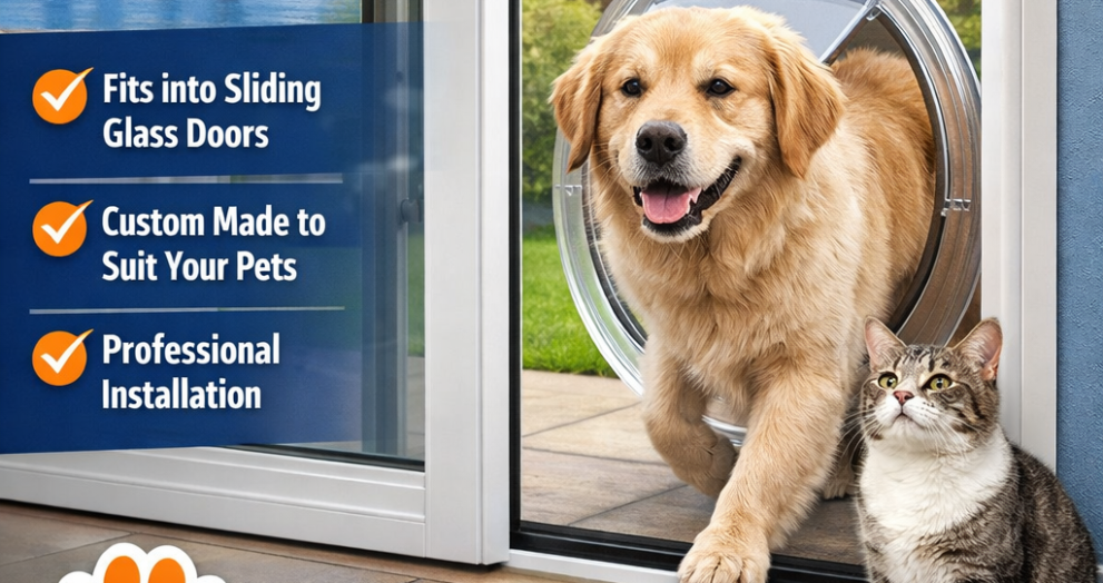 Glass pet door installation in Perth